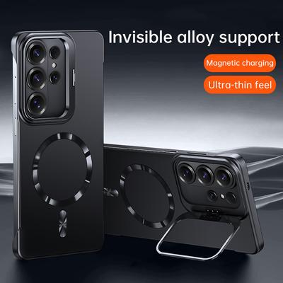 Lens Holder Frameless Magnetic Case For Samsung Galaxy S26 S25 S24 FE Plus Ultra For Magsafe Ultra Thin Skin Feel PC Cover