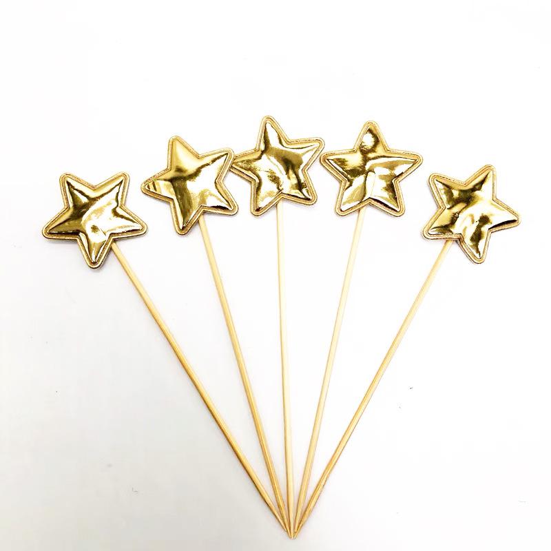 Large Glittery Leather Birthday Cake Topper Set: Heart, Star, Five-Pointed Star, and Crown
