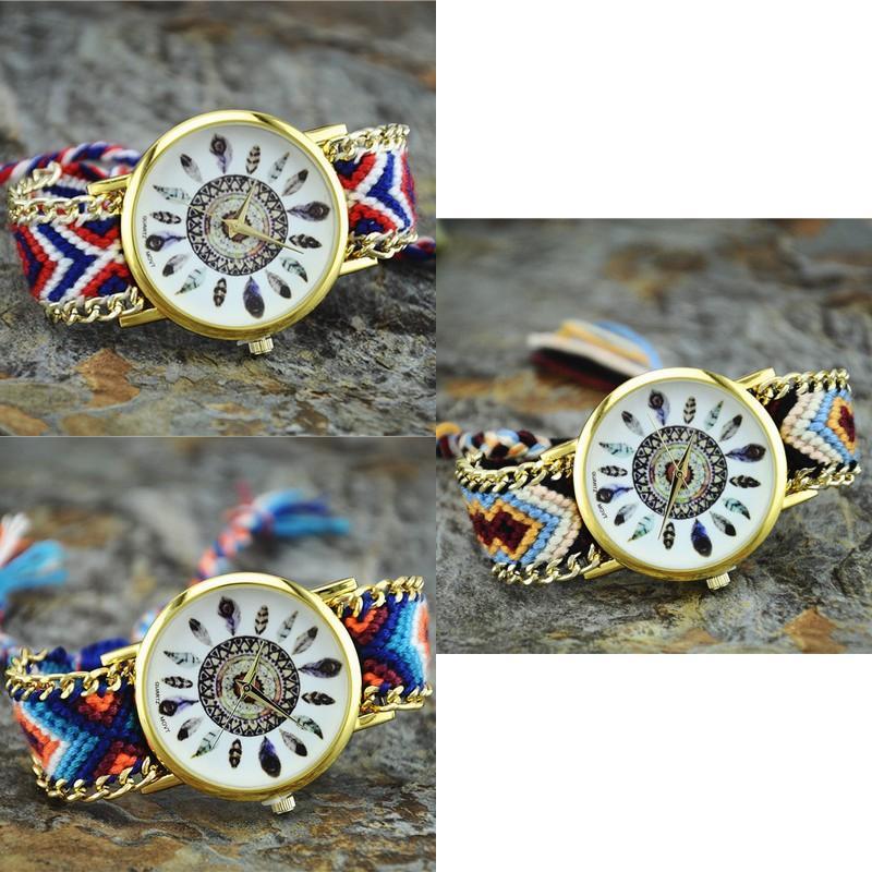 Orologio Intrecciato da Donna Dreamcatcher con Quadrante in Vetro per Regalo e Uso Casual