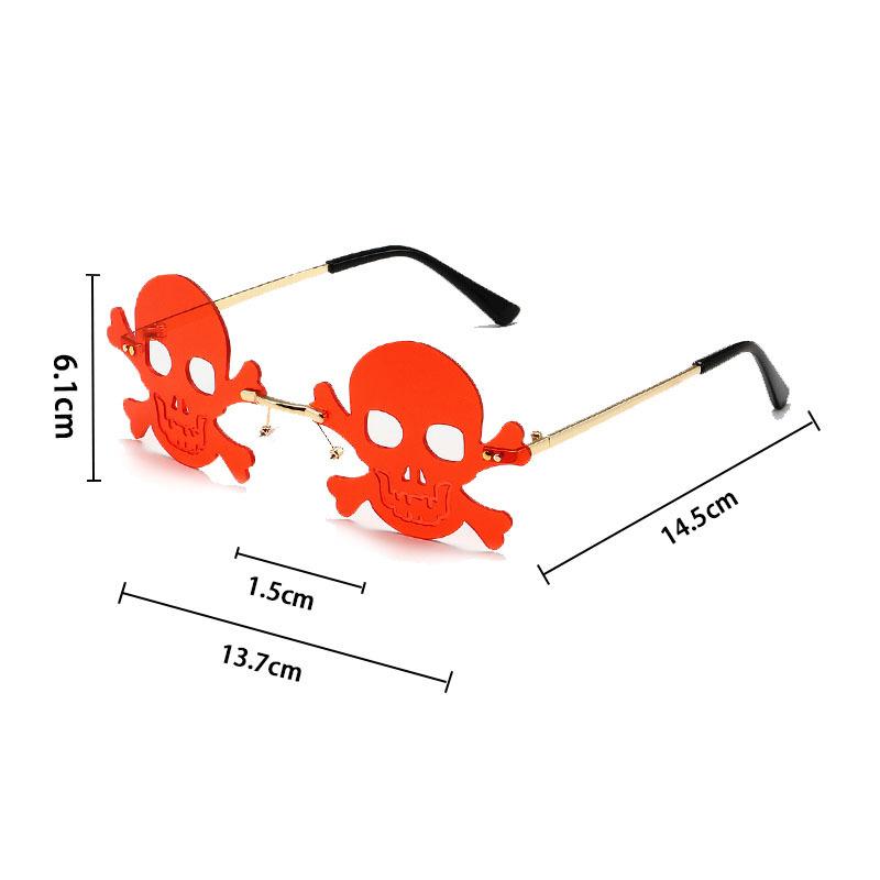 Halloween Skull Sunglasses New Black Rimless Funny Sunglasses Party and Frameless Sunglasses for Men and Women Skull Glasses