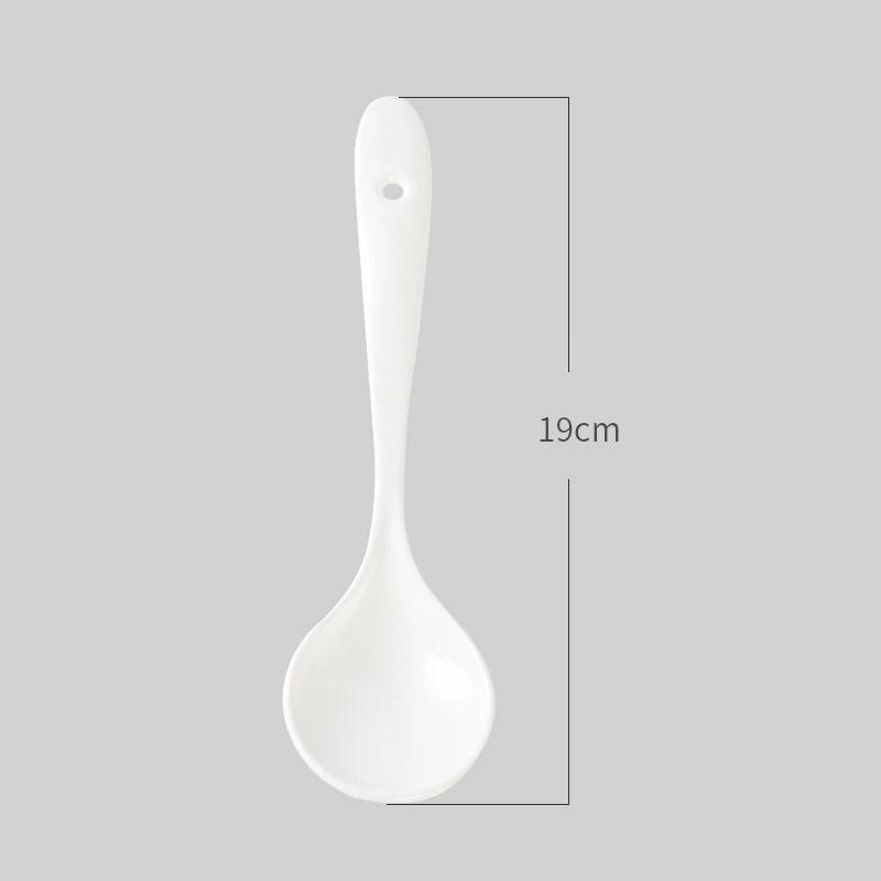 6Pcs Creative Japanese Spoon Ceramic Spoon Daily Ceramic Soup Ramen Plus Long Handle Small Curved Spoon Tableware