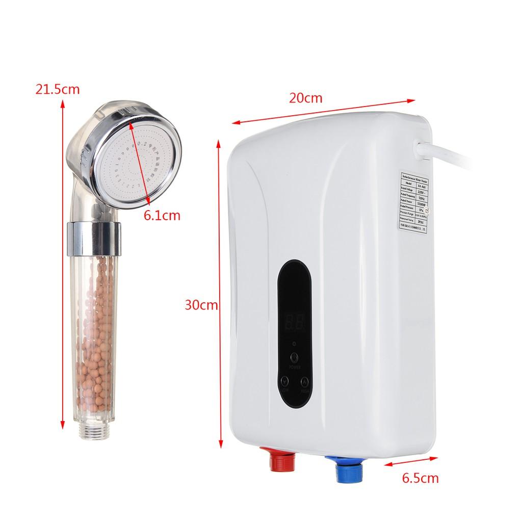 5500W Tankless Instant Electric Hot Water Heater Bathroom Shower System Set With Automatic Protection Insulation 220V