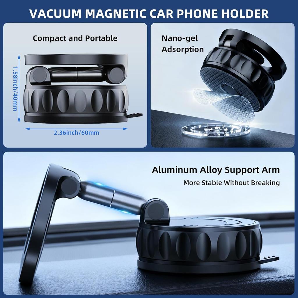 Vacuum Magnet Phone Bracket Multi-angles Adjustment Strong Magnetic Suck Design Foldable Car Holder For iphone Navigation Stand