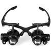 10X 15X 20X 25X LED Double Eye Jeweler Repair Watch Magnifier Loupe Glasses Lens