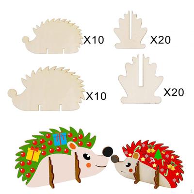 20 Set Wooden Hedgehog Cutouts DIY Craft Projects Home Decoration Unpainted for Drawing