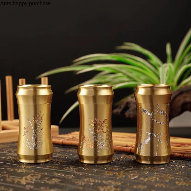 Držák na párátka z čisté mědi Malá přenosná krabička na párátka Dávkovač párátek Nádoba na párátka s vatovými tampony Úložný box na párátka