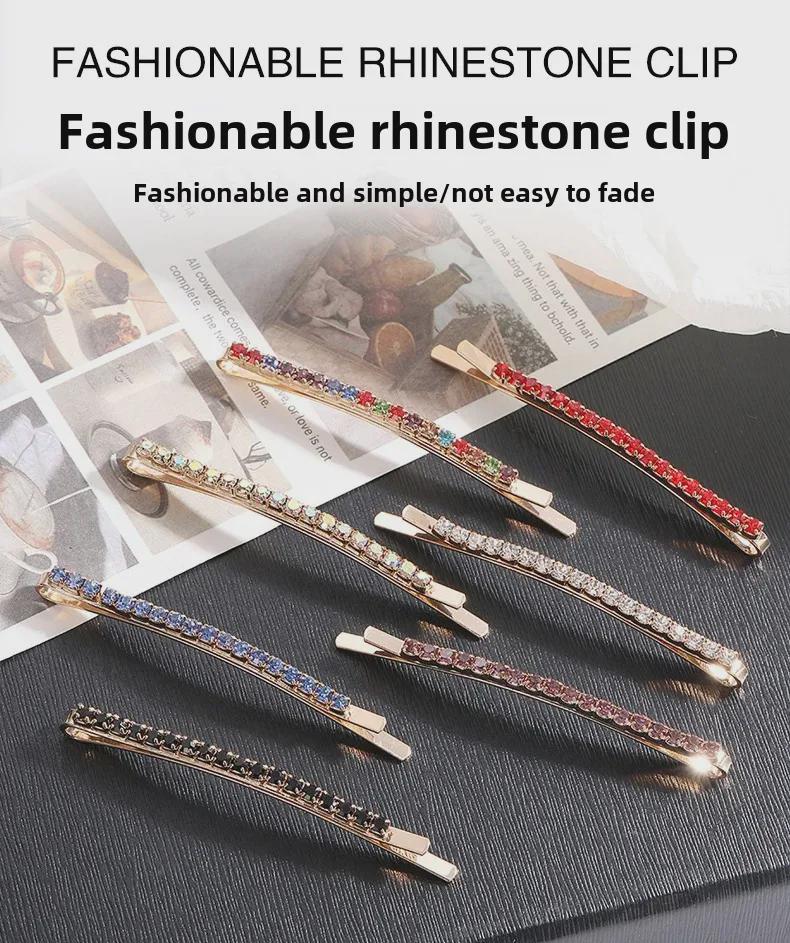 Chic Diamond Row Hair Clip: Elegant and Fashionable High-End Bangs Spring Hairpin