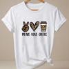 Peace Love Coffee TShirt Unisex Leopard Heart Graphic Tee Trendy Soft Breahable Short Sleeve T Shirt Casual Top Clothes