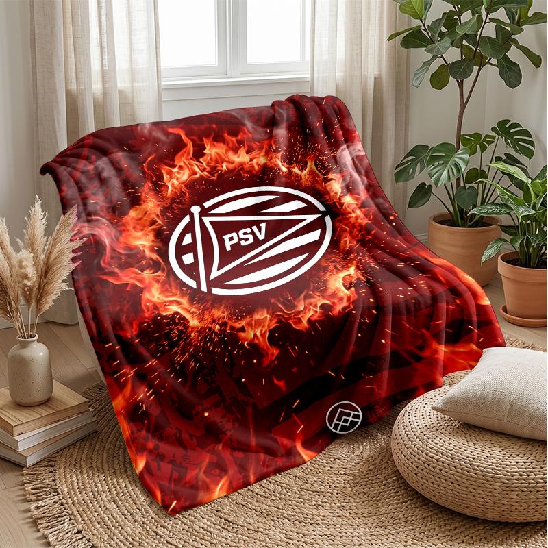 PSV Eindhoven FC Coperta Morbida in Pile di Flanella Leggera Accogliente Calda Coperta da Divano Letto Decorazione per la Casa