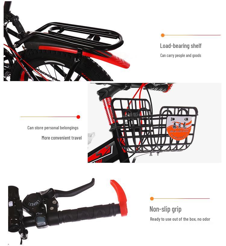 Folding 20/22/24-inch Children's Bicycle with Disc Brake & Variable Speed for Older Kids