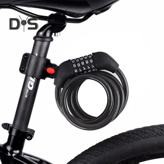 Bike Cable Lock with 5 Digits Shear-Resistant PVC Coating Universal Anti-Theft Security Protection Bicycle Scooter Safety Lock