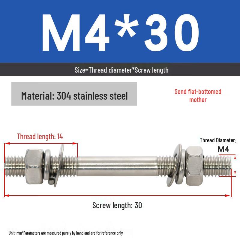 

304 Stainless Steel Double-Ended Screw and Nut Set
