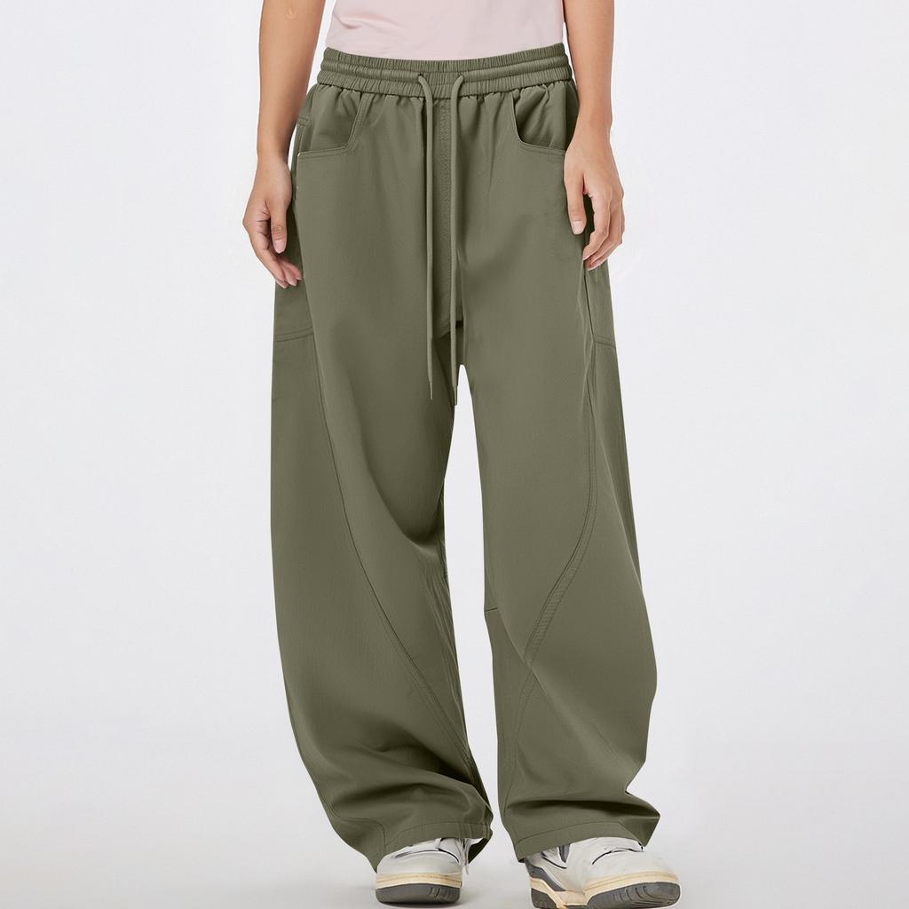 Women's Multi Pocket Straight Leg Wide Leg Solid Color Pants For Floor Mopping