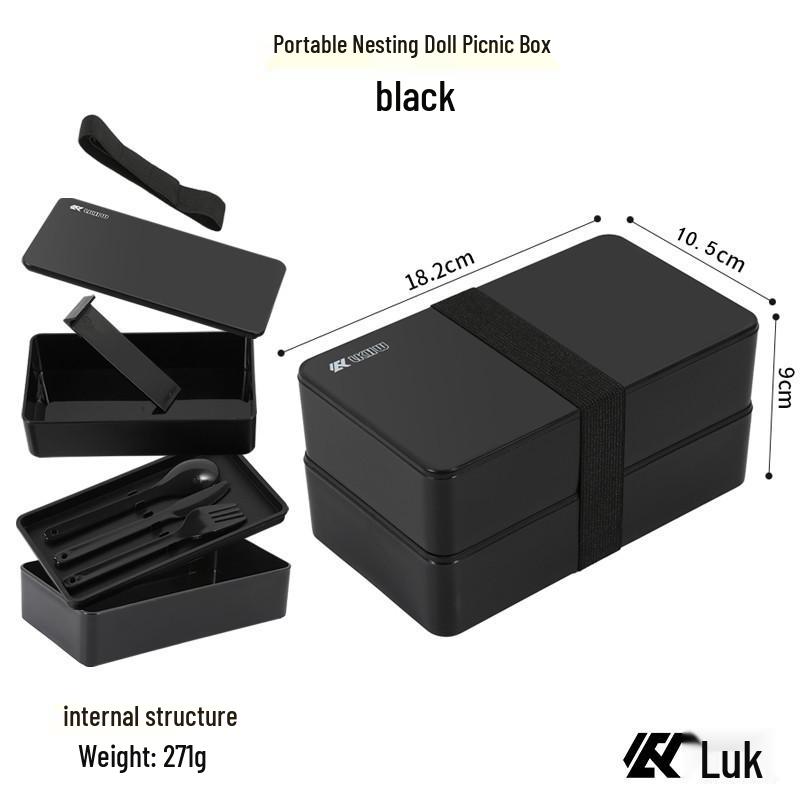 Large Double-Layer Microwaveable Bento Box: Food-Grade PP Material, Freshness-Preserving, with Compartments for Outdoor Picnics