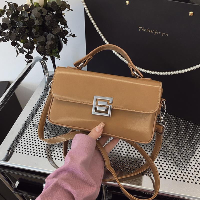 New Fashionable Light Luxury Simple Solid Color Baguette Bag Portable Shoulder Crossbody Trendy Women's Bag