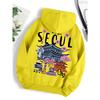Seoul Smukke Landskaber Print Kvinder Varme Behagelige Hættetrøjer Enkle Street Pullover Vintertøj Kvinder Streetwear Kvinder
