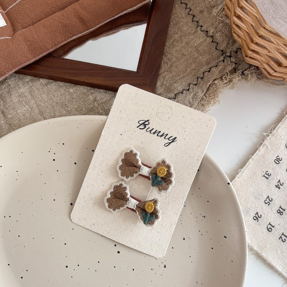 2pcs/lot Children's Hairpins Pearl Fabric Bow Kids Hair Clip Sweet Girl Bangs Side Clip Barrettes Headwear Baby Hair Accessories