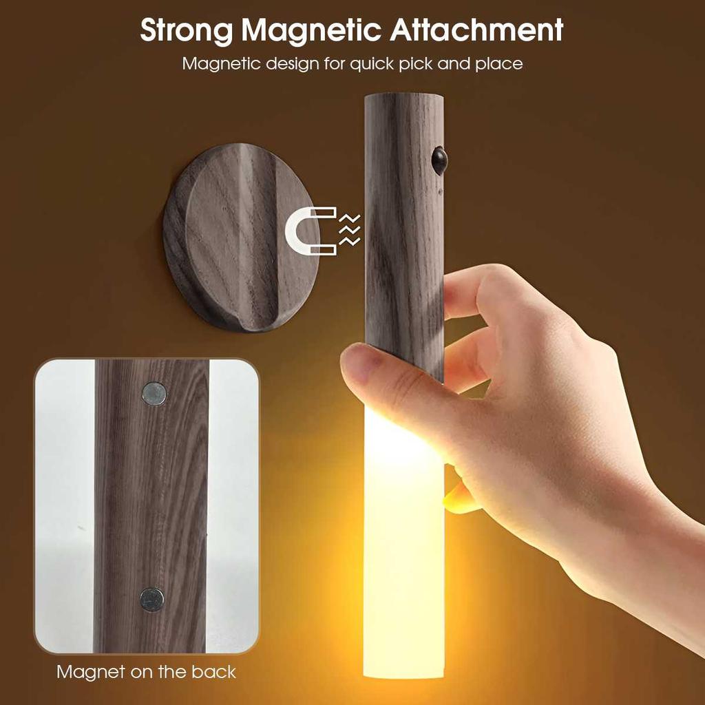 Imitation Wood Art Light Human Body Induction Small LED Night Light USB Charging Hallway Induction Light Closet Induction