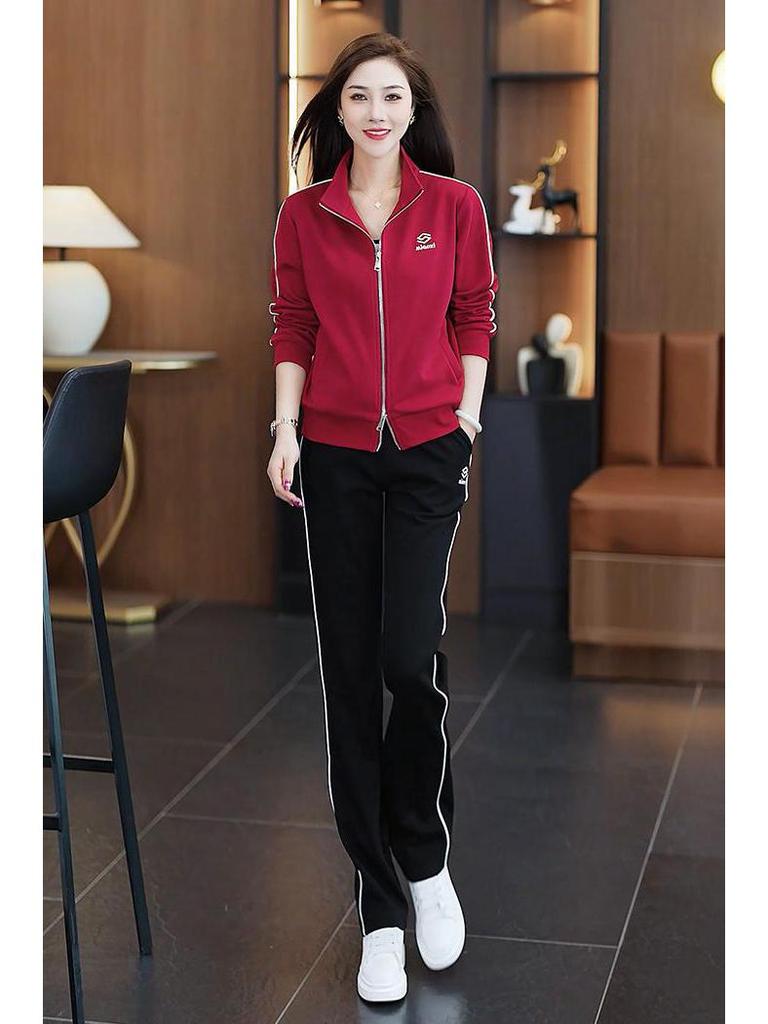 2025 New Korean Style Slimming Two-Piece Casual Sports Suit for Spring and Autumn
