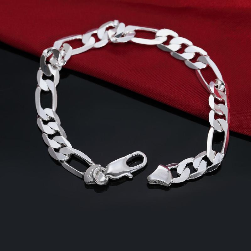 Noble New Arrive Silver Flat Sideways Chain Bracelet Necklace Set For Women Man Fashion Party Wedding Jewelry Gifts Accessories