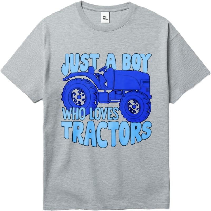 Short Sleeve Shirt Soft Boys Crew Neck Tshirt Unisex Just A Boy Who Loves Tractors Hiphop For Him Tees Soft Cotton Tee