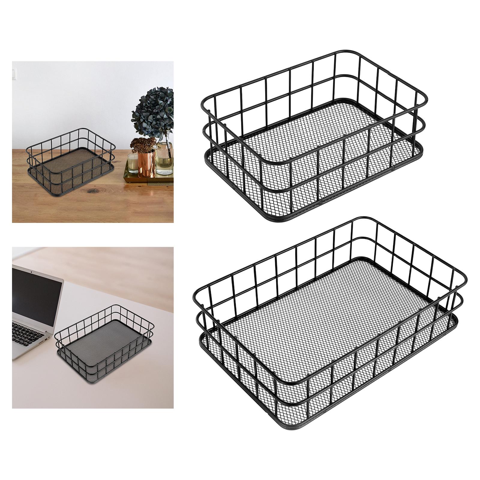

Wire Basket Decorative Rectangular Sturdy Farmhouse Style Kitchen Organizer for Kitchen Bathroom Laundry Room Cabinets Closets S
