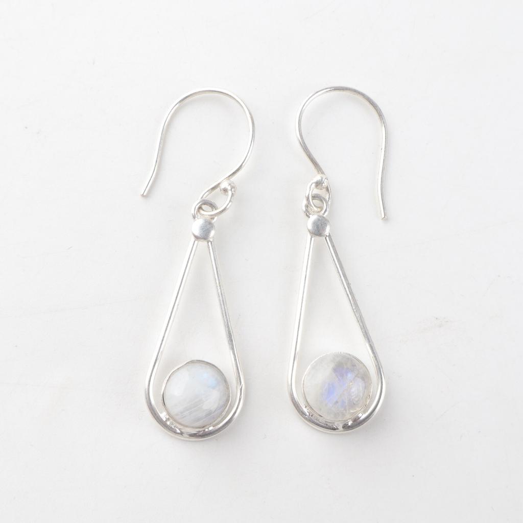 Rainbow Moonstone Gemstone 925 Sterling Silver Jewelry Handmade Earrings 1.76" EE-126-22
