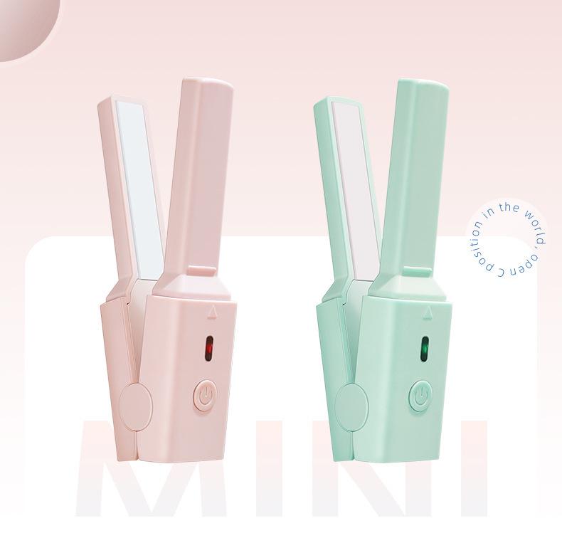 USB Mini Dual-Purpose Hair Straightener & Curler - Safe, Portable for Dorms, Perfect for Bangs