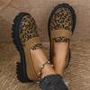 Women's Leopard Print Loafers New Platform Block Heel Fashion British Style Small Leather Shoes
