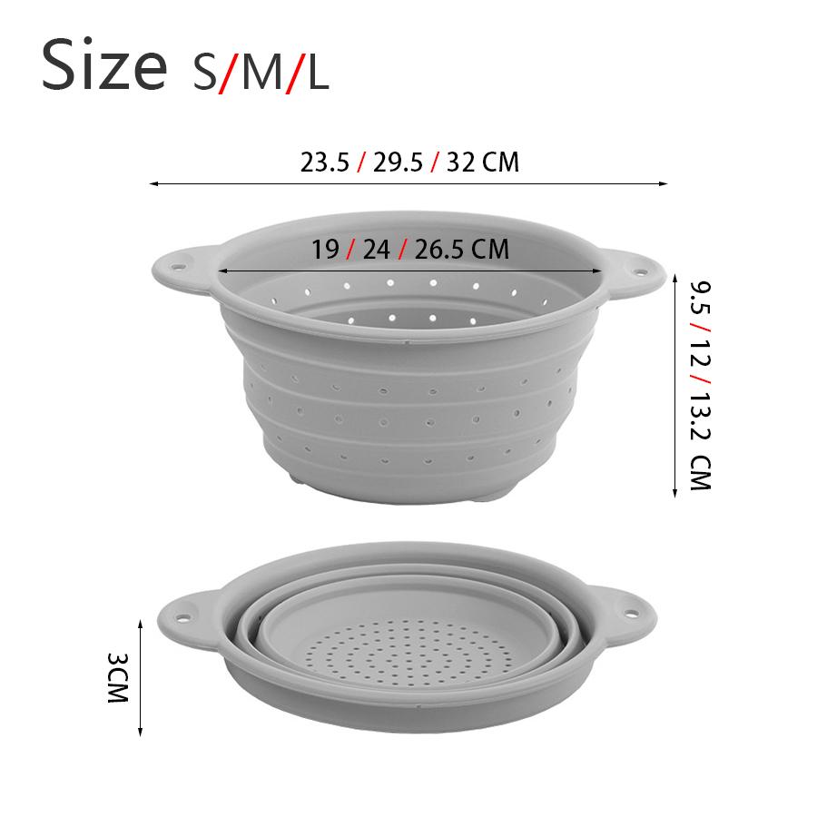 Thickening Foldable Drain Basket Silica Gel High Temperature Resistance Kitchen Fruits Vegetable Basket Food Grade Multi Purpose