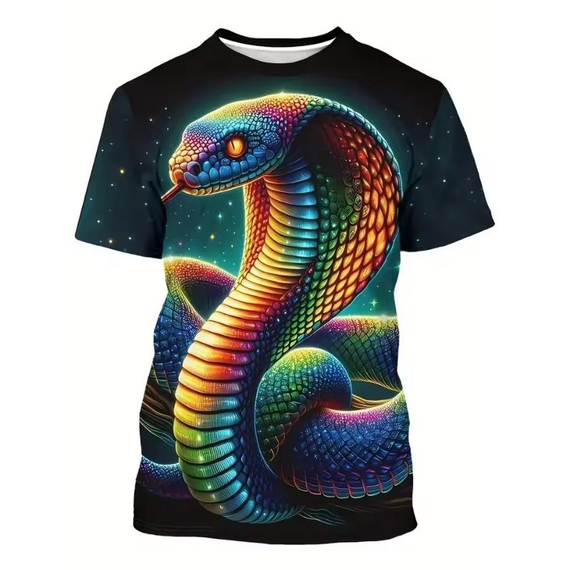 3D Tisk Had Grafická Pánská Letní Trička s Krátkým Rukávem Kulatý Výstřih Ležérní Trička Pánské Hip Hopové Tričko Streetwear