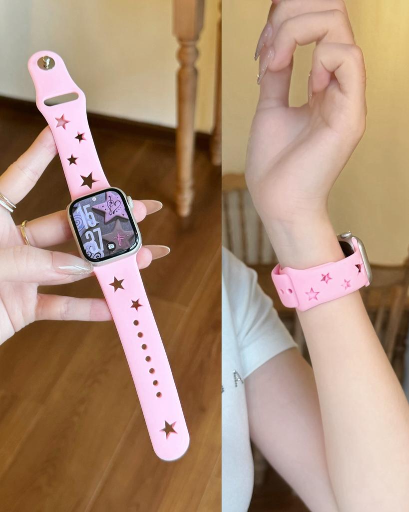 New Star Silicone Strap For Apple Watch Band Correa 44mm 45mm 41mm 40mm 49mm 42mm 38mm 45 44 MM Series 11 10 9 8 7 6