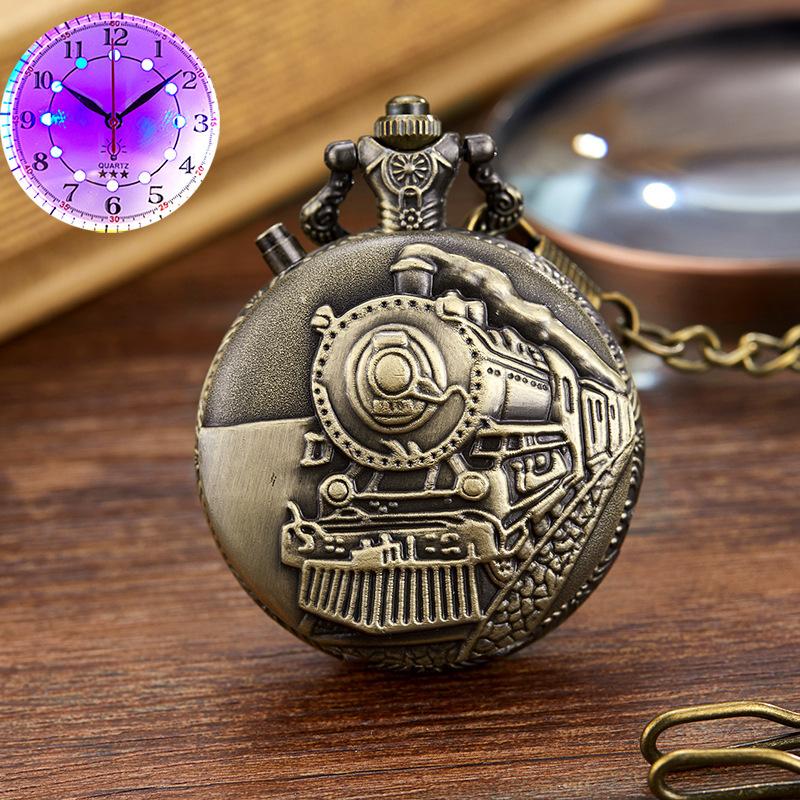 

Новые винтажные карманные часы Locomotive LED Light Literal Creative Quartz Pocket Watch