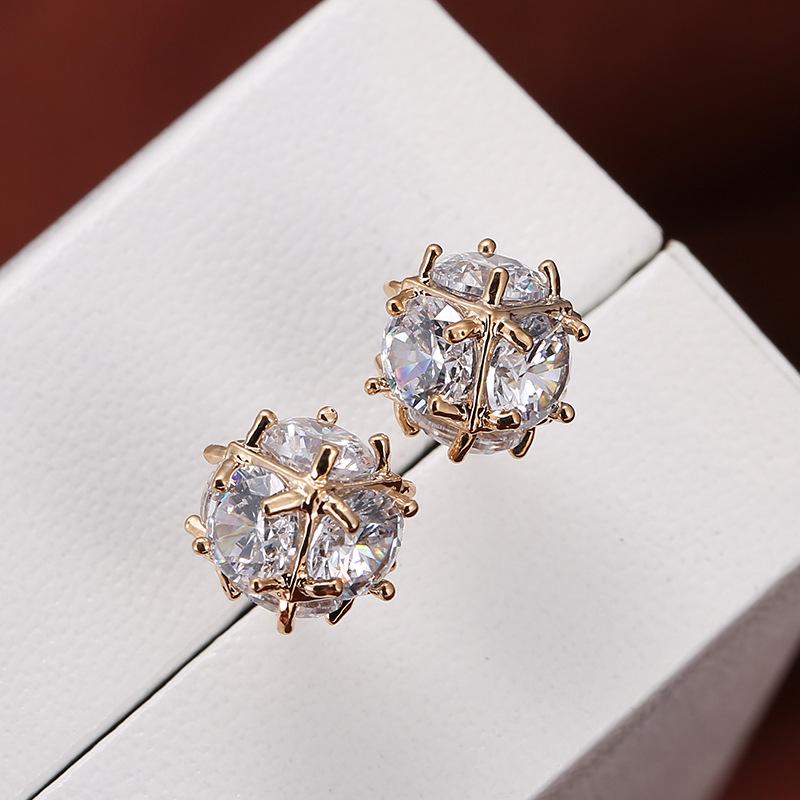 Geometric Diamond Stud Earrings - Women s Copper Personality Jewelry