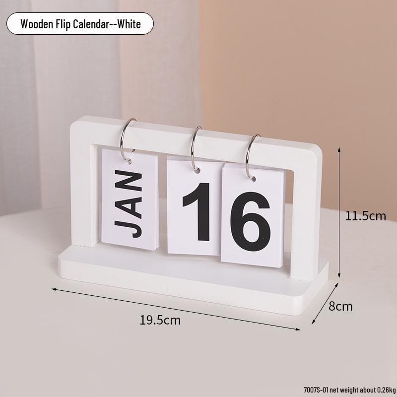 Perpetual Wooden Flip Calendar: Home and Desk Decor