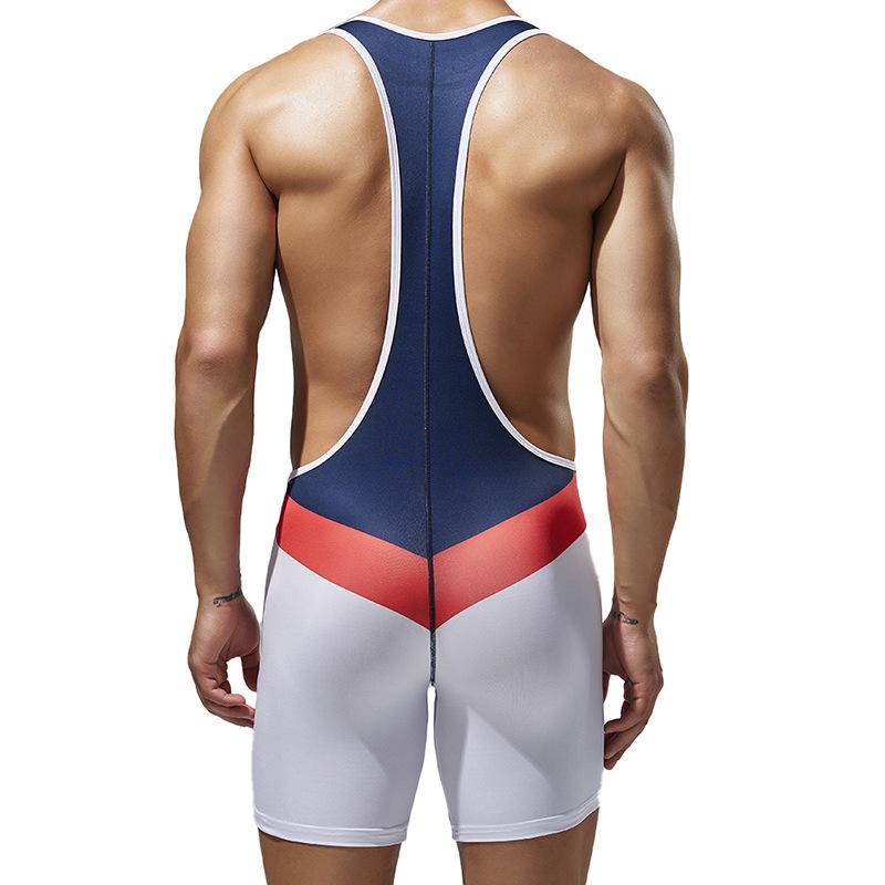 TAUWELL Men's Polyester Sports Vest & Bodysuit - Elastic, Tight, Strappy One-Piece for Wrestling & Cycling