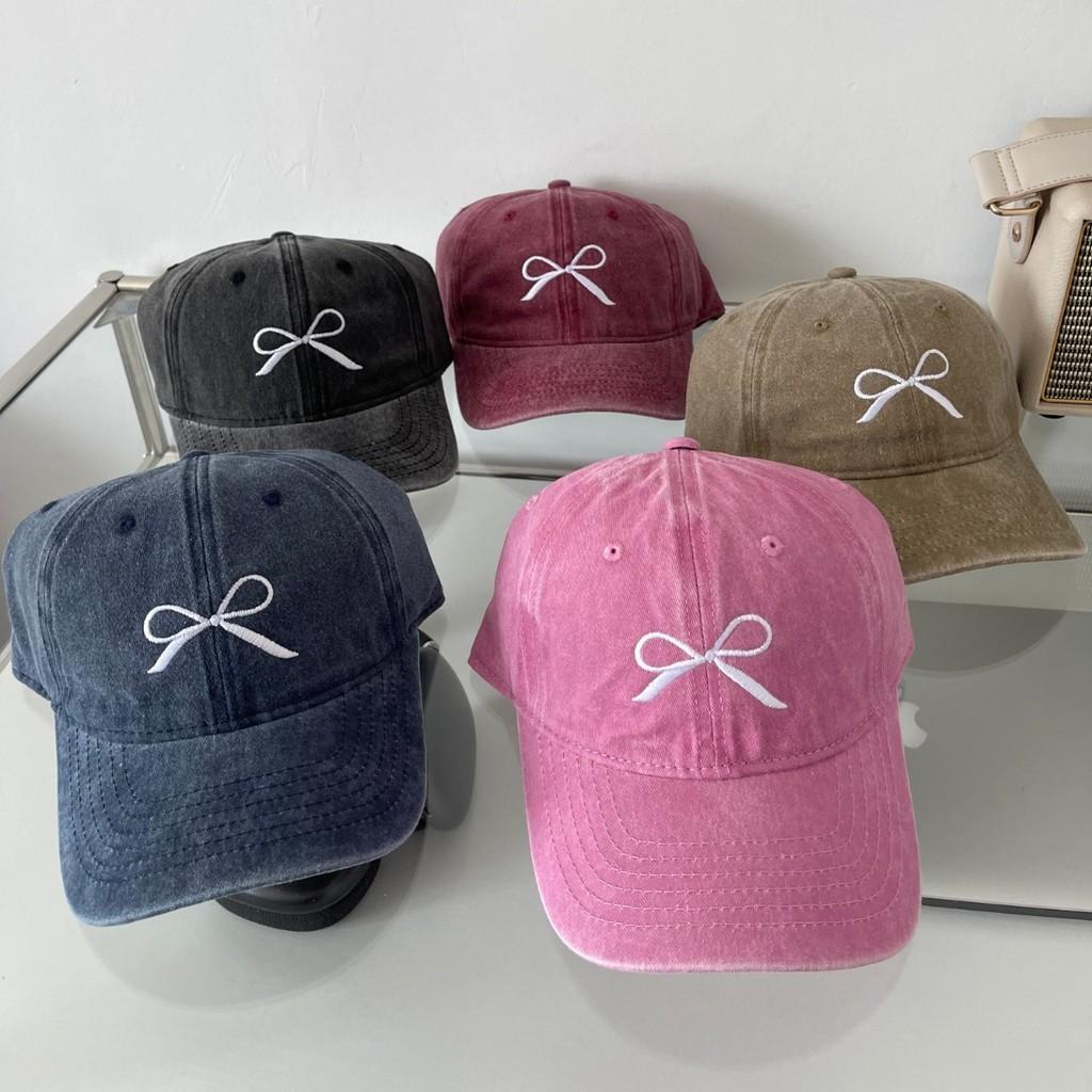 Fashionable Butterfly Knot Embroidered Baseball Cap For Women Cute Spring Summer New Washed Hat