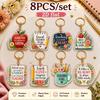 8pcs Inspirational Mini Key Chains Teacher Appreciation Bag Charm Key Ring  Souvenir