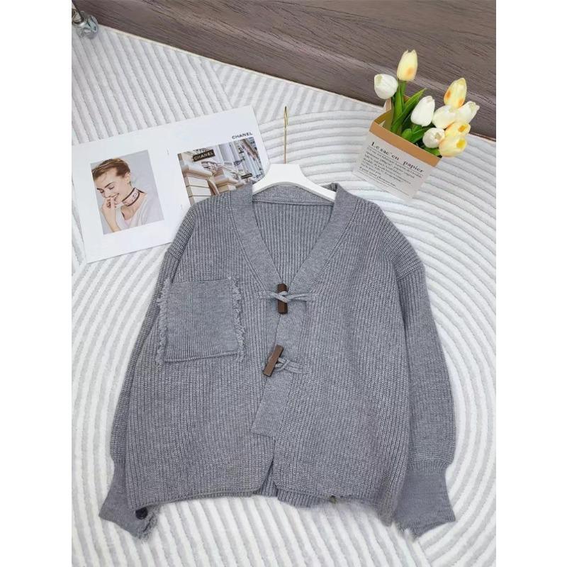 

Осень и зима новый однотонный мягкий восковой свободный ленивый ветер вязаный кардиган топ женская мода повседневный свитер куртка one size fits all серый