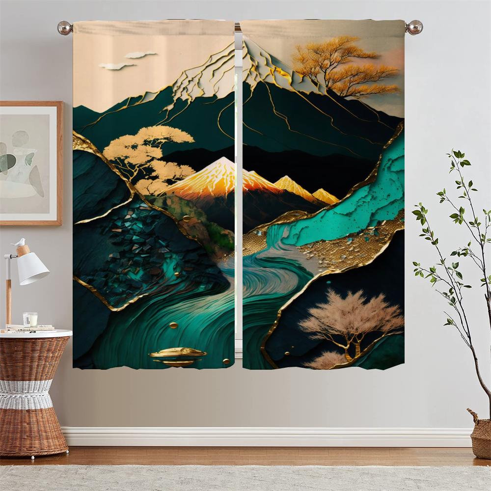 

Abstract Botanic Kintsugi Living Room Curtain Tiebacks Lace Curtains for Camera Blinds Tulle in Kitchen Curtains 2 Pieces Window W50xH70cmx2pcs-CL