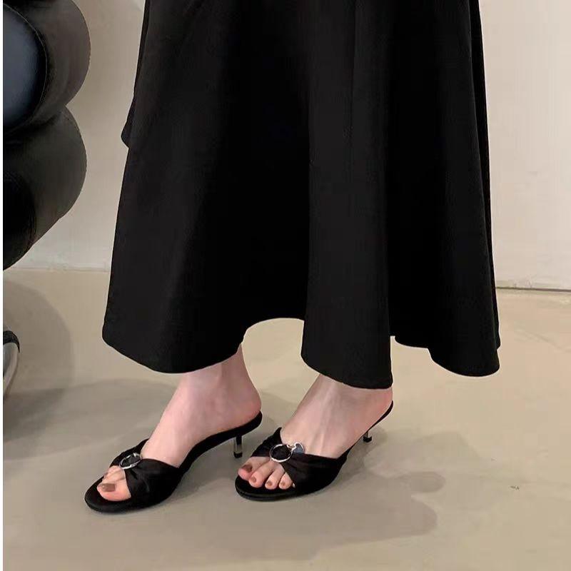 Fashion Summer Butterfly-knot Women Slippers Elegant Thin High Heel Shoes Ladies Outdoor Dress Street Style Slides