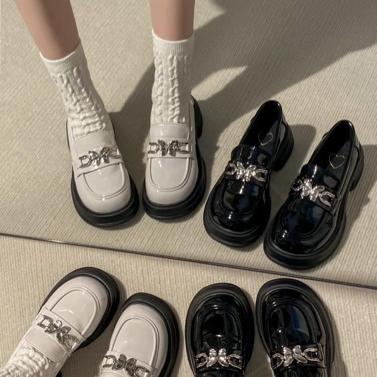 British Style Small Leather Shoes Women's Single Shoes 2025 Summer New Platform Black Muffin Loafers Jk Mary Jane Shoes