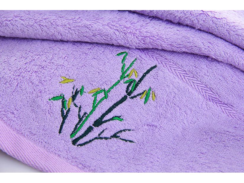 Bamboo Charcoal Embroidered Bath Towel Gift Set - Thick, Solid Color, 32-Count Single Yarn
