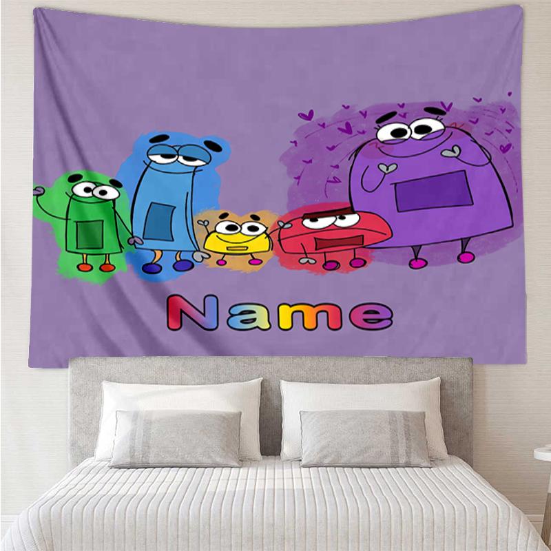 Custom Name StoryBots Print Tapestry, Backdrop, Easy Setup, Ideal for Bedroom, Office & Living Room, with Aesthetic Wall Hanging Decor.