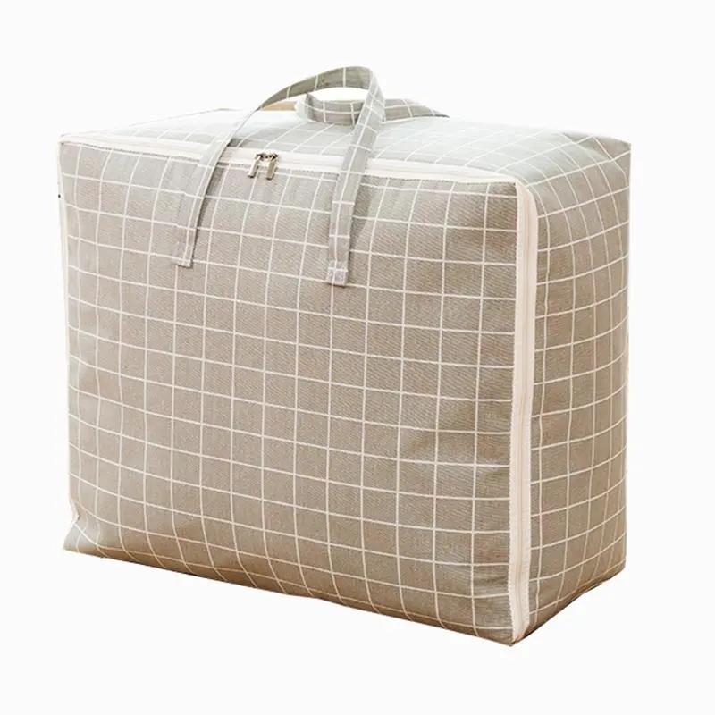 Thicken Cotton Linen Home Sundries Storage Bag Big-capacity Clothes Quilt Moisture-proof Bag Portable Moving Luggage Packing Bag