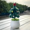 Potted Crochet Christmas Tree Handmade Crocheted Christmas Tree Decoration Completed Mini Knitted Potted Plants for Living Room Office Shelf Decor