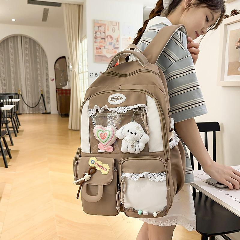 School bag, high value, large capacity, transparent and cute, junior high school student computer backpack, high school student backpack tide