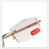 Vintage Anti-Blue Light Reading Glasses For Men Frameless Square Presbyopia Unisex Far-Sighted Eyewear With Degree  + 1.0 + 4.0