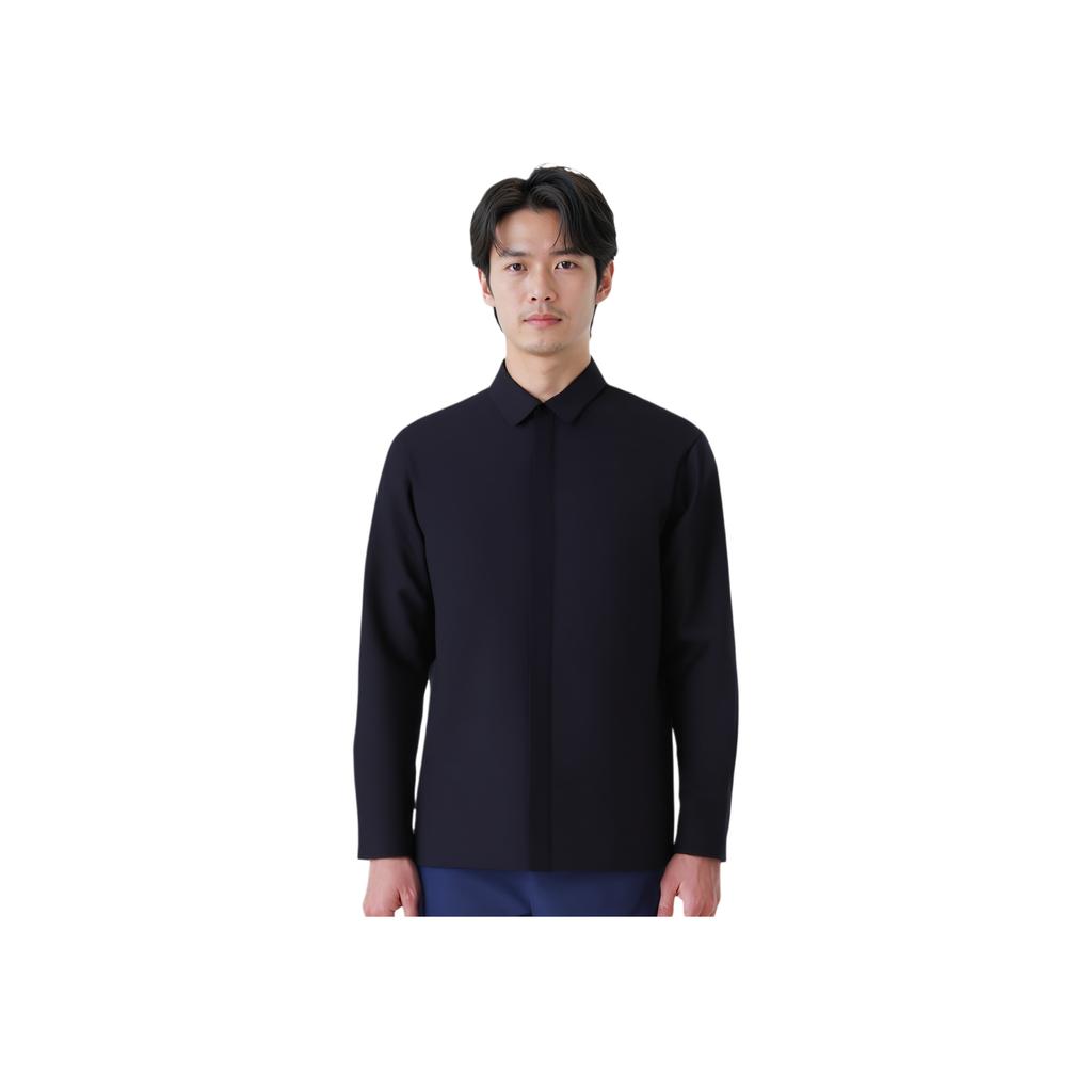 Anta Champion All-Weather Series Solid Color Button-Down Collar Comfortable Breathable Versatile Long Sleeve Shirt Men shirts Basic-Black 152510104-4