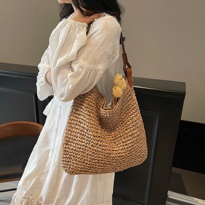 Large Capacity Straw Woven Bag Women's New Fashion Shoulder Crossbody Armpit Bag Vacation Beach Woven Bag